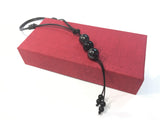 Shungite Bead and Obsidian Adjustable Leather Necklace